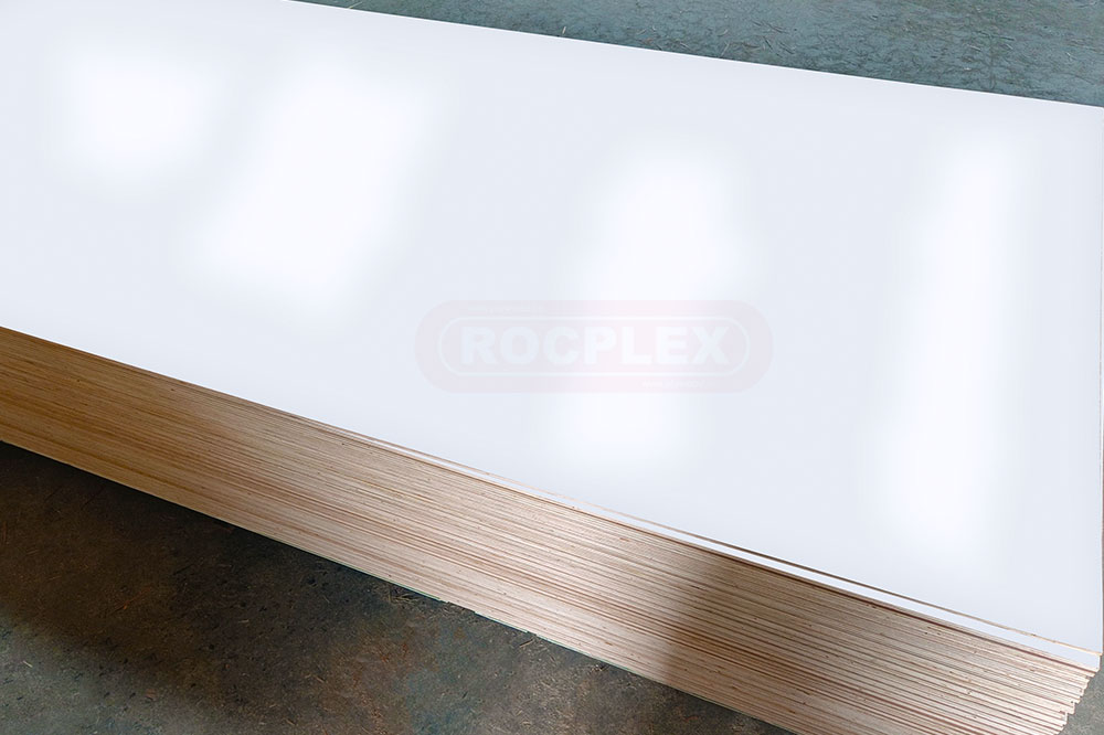 ROCPLEX Polyester Plywood is a high-quality plywood product finished with a premium white polyester coating. This coating offers increased durability, resistance to scratches, heat, and water, making it ideal for various indoor applications.